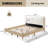 Seabrook Japandi Solid Wood & Fabric Upholstered Platform Bed With Soft Foam-Padded Headboard-116580904