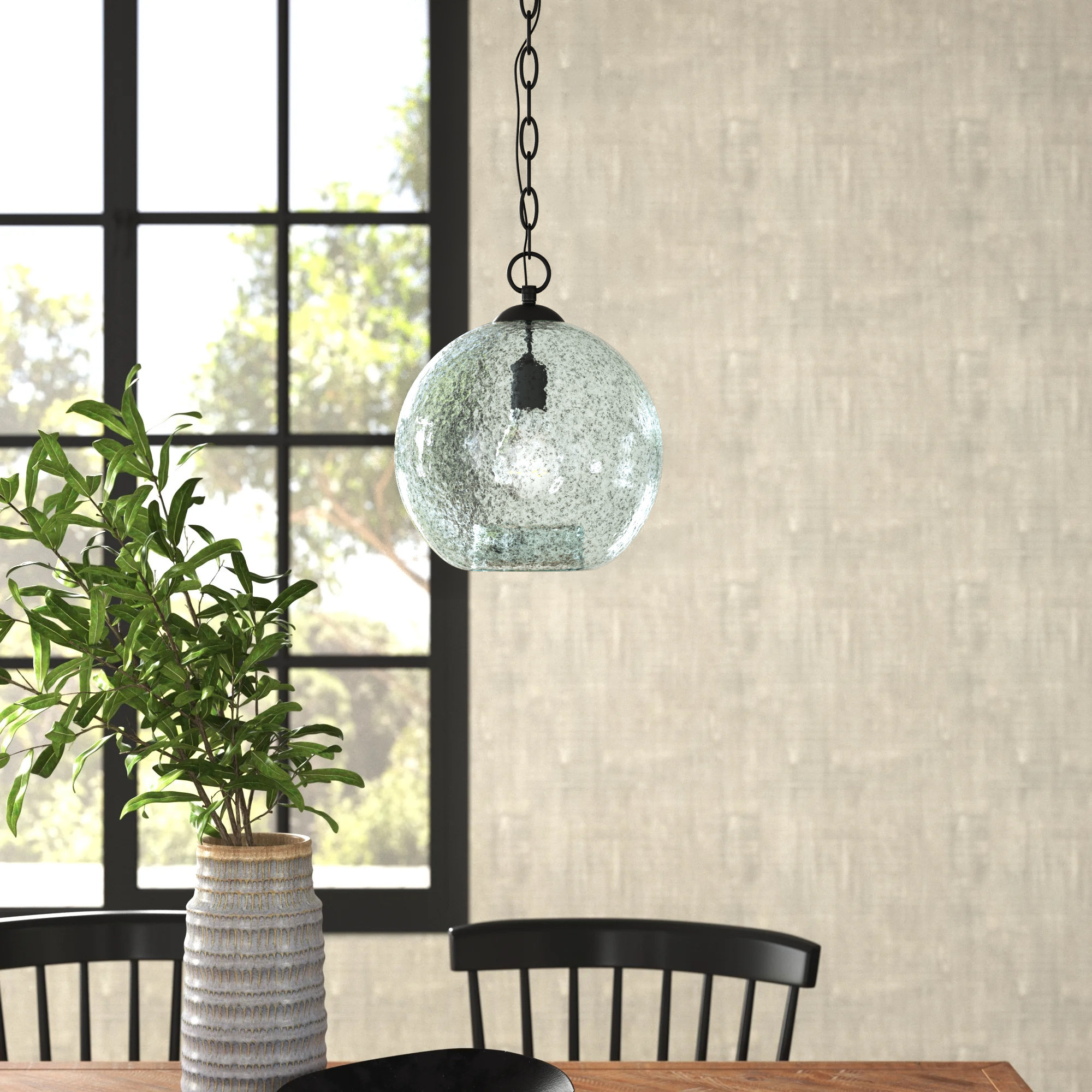 Chicago Single Light Glass Dimmable Pendant, Antique Bronze