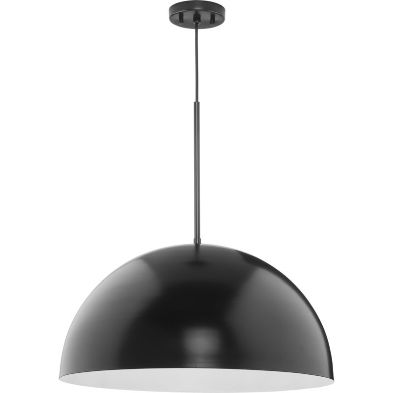 Luminaire suspendu en forme de dôme à 1 lumière Ashantae, Noir mat, H 124,5 po x l 23,62 po x P 23,62 po