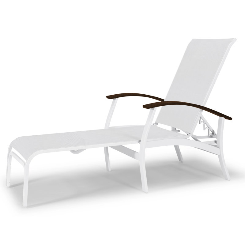 Chaise longue inclinable Askar, Blanc 6D Sunbrella®, Kona P10, Blanc brillant