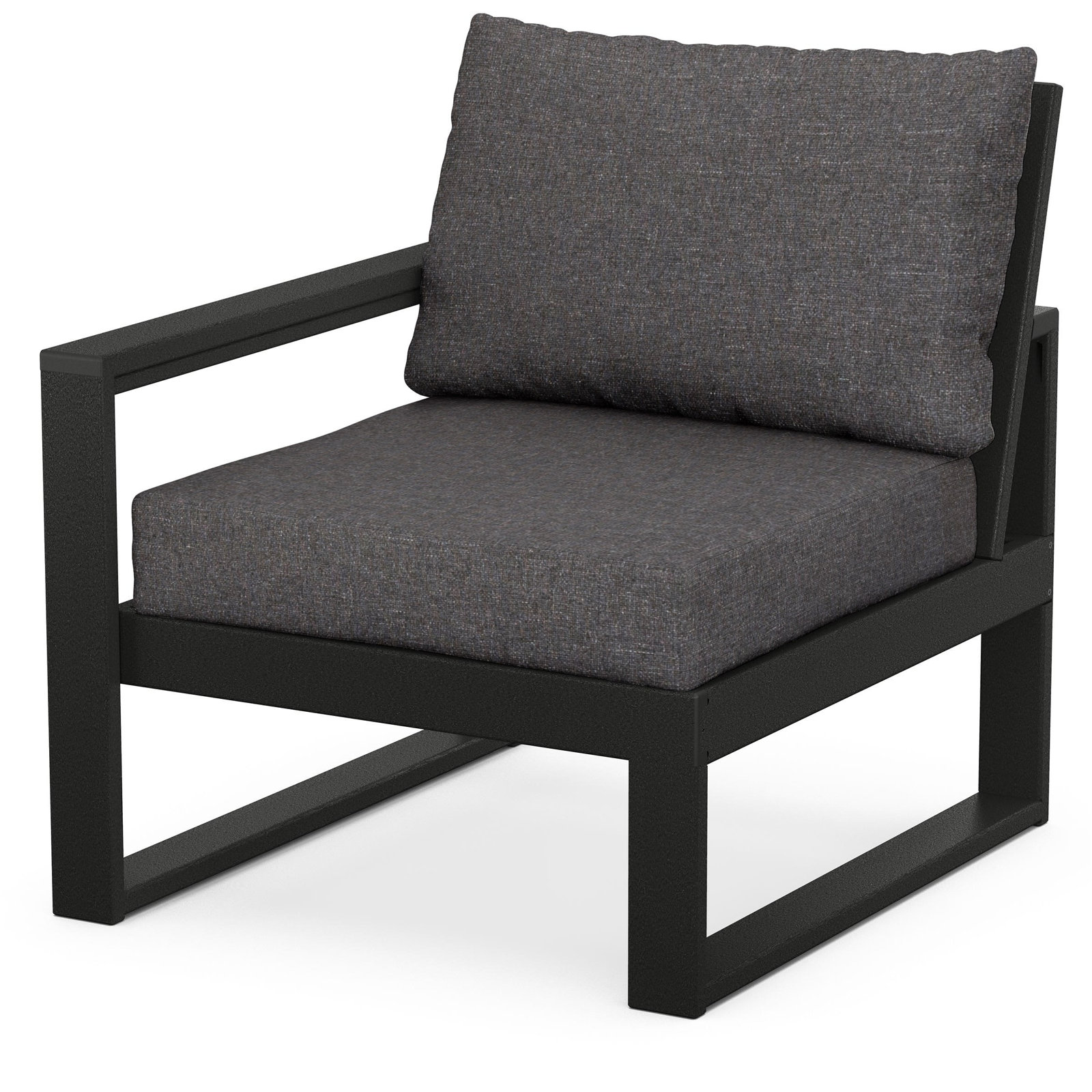POLYWOOD Outdoor Lounge Chair, Black, Ash Charcoal