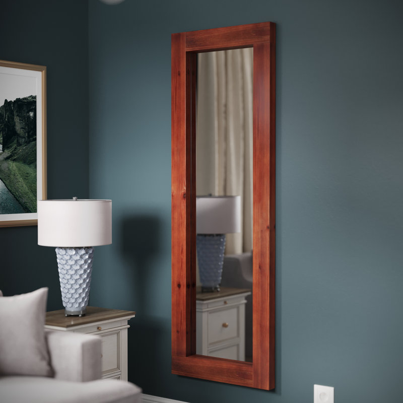 Dark Brown Full Length Rectangular Wood Framed Mirror