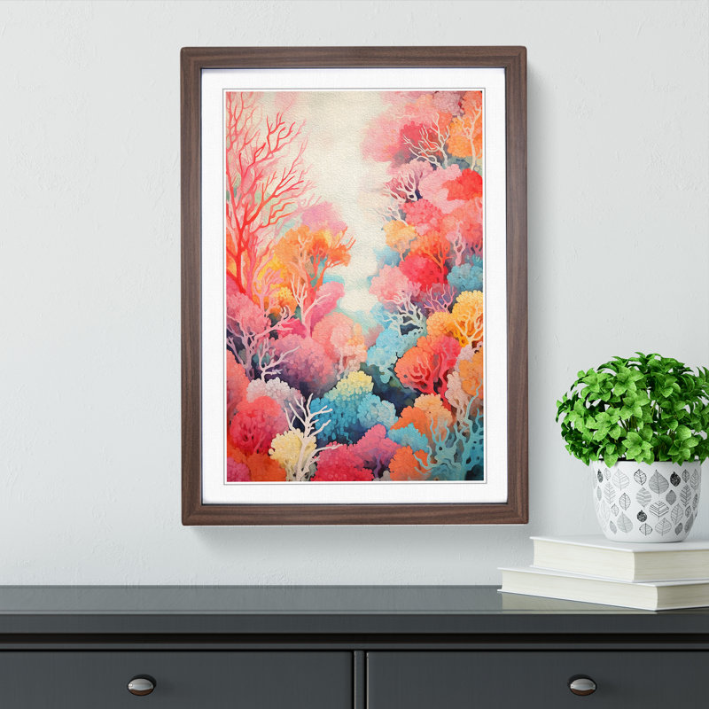 Single Picture Frame Print on Wood, Walnut Framed, 46cm H x 34cm W