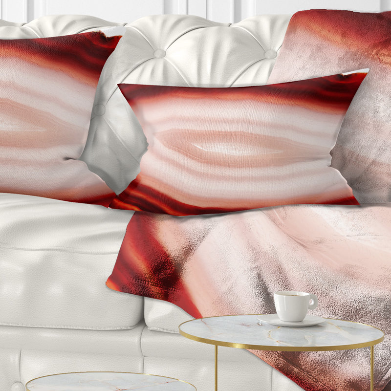  Coussin lombaire abstrait en agate abstraite avec calcédoine, Orange
