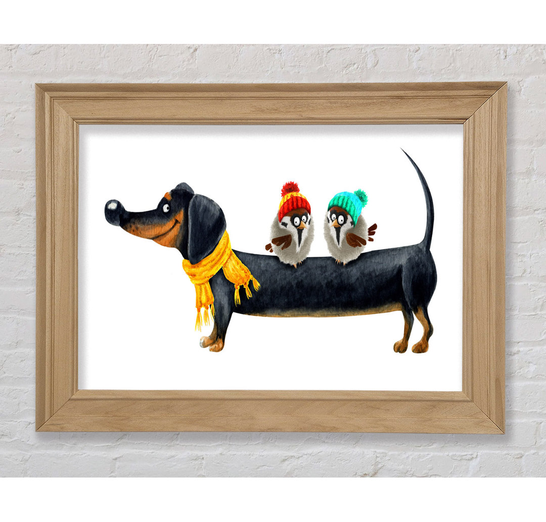 Sausage Dog Birds - Bilderrahmen Kunstdrucke