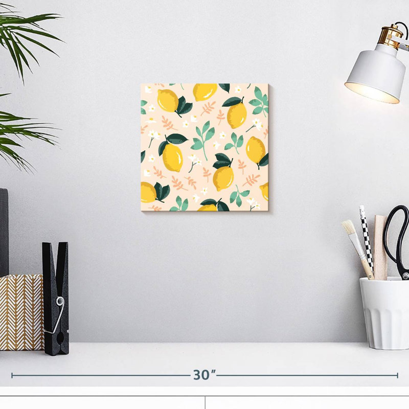 Motif Yarlin citron et fleurs, H 10 po x l 10 po