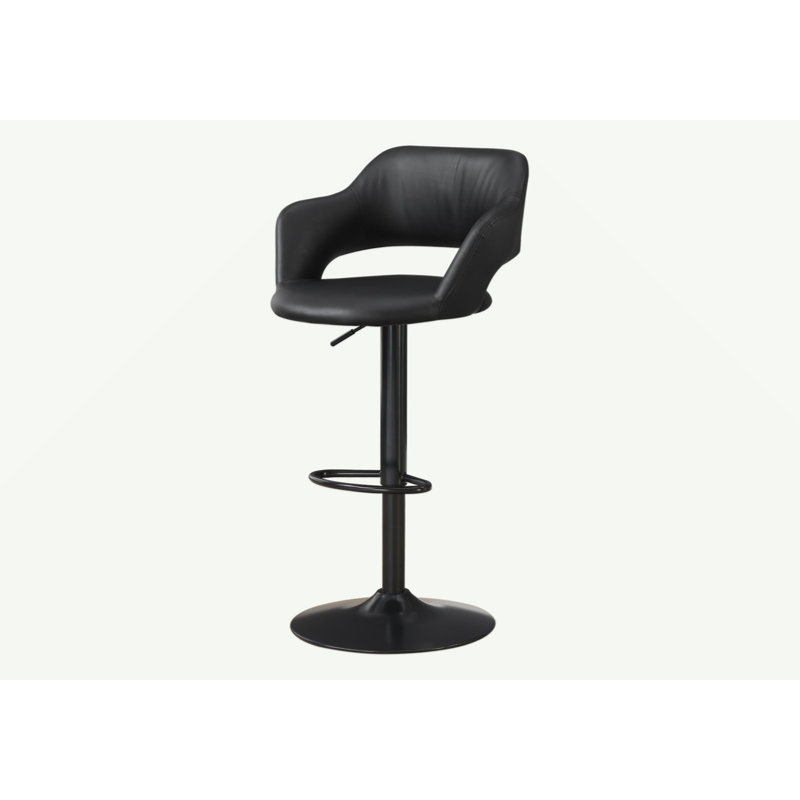 Tabouret de bar, pivotant, hauteur de bar, réglable, métal chromé, Noir