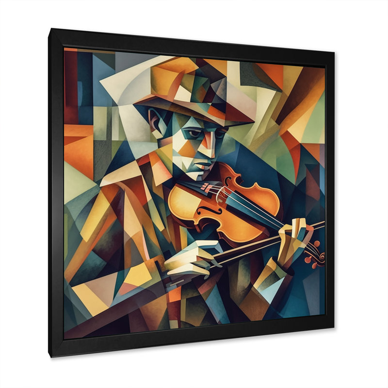 The Modern Violinist II - reproduction d'art sur toile, H 24 po x l 24 po x P 1 po, Cadre photo noir