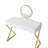 White & Gold Vanity With Rectangular Look, Crystal Handle, Metal Frame, Included Mirror Jewelry Tray, 2 Storage Drawers Finish Desk Center Glide