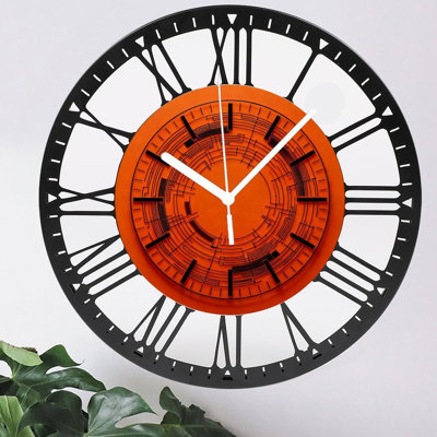 Horloge murale ronde en fer 10 po avec mouvement à quartz silencieux, chiffres romains, impression UV