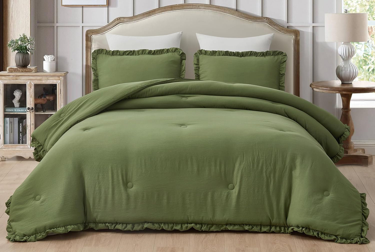 Chezmoi Collection Nora Washed Microfiber Ruffled Comforter Set - King