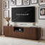 Meuble télé 70,9 po pour téléviseur de 80 po ou moins, centre de divertissement avec armoires de rangement, brun foncé