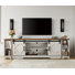 Laziza 78.6" W TV Stand for TVs up to 85" with Sliding Barn Doors and Open Storage