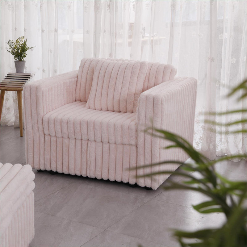 Canapé modulaire simple, canapé moderne moelleux de 44,9 pouces, structure en bois massif, pour le salon et la chambre à coucher | Rose clair | Standard