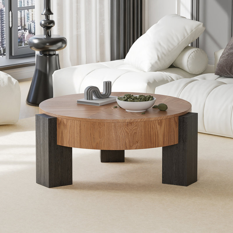 Table basse 33 po avec rangement caché, Bois naturel