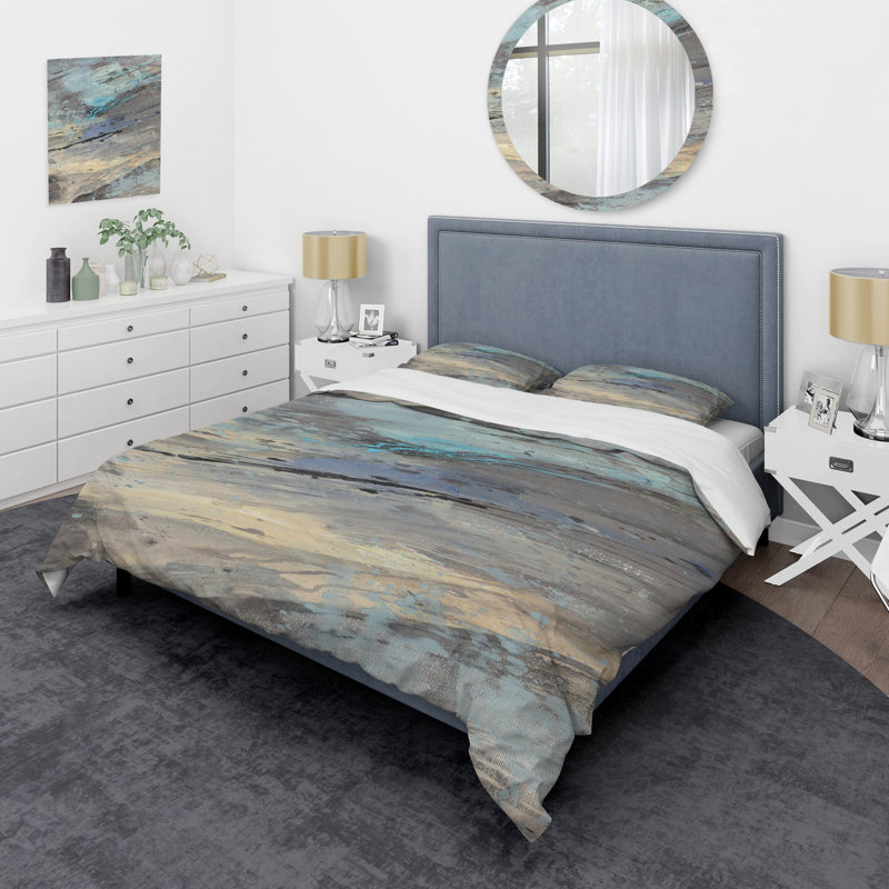 Rock Teal Panel I - Ensemble de housse de couette moderne et contemporain - Microfibre de polyester