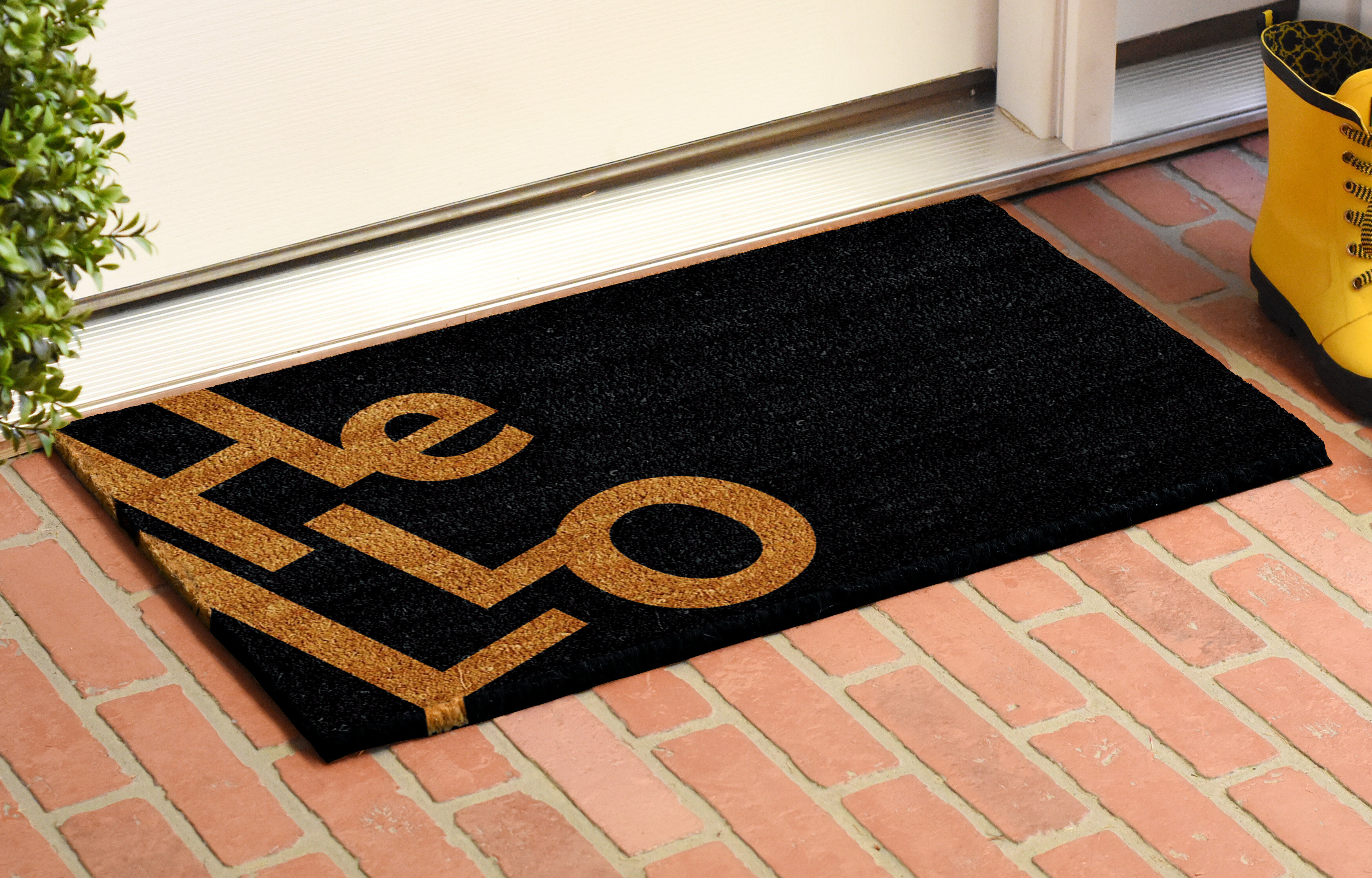 Rockwood Hello Non-Slip Indoor and Outdoor Door Mat The Twillery Co. Mat Size: 17 W x 29 L