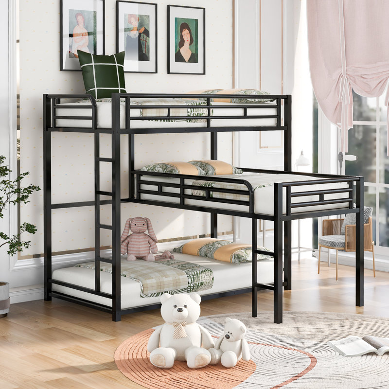 Isabelle & Max™ Faulks L Shape Triple Twin Bunk Bed & Reviews | Wayfair
