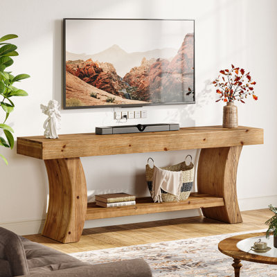Meuble télé 63 po pour téléviseur de 70 po ou moins, avec console ouverte et tablettes ouvertes pour le salon