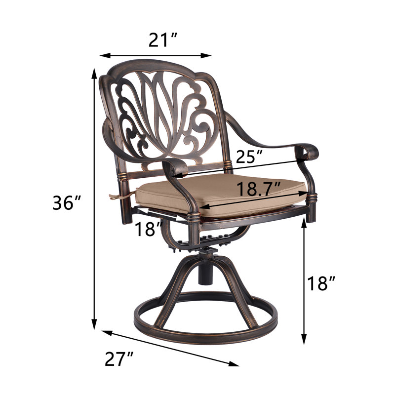 Fauteuil de patio pivotant avec coussin Vaidya, Beige