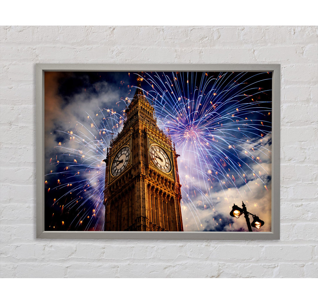 Big Ben On New Years - Einzelner Bilderrahmen Kunstdrucke auf Leinwand