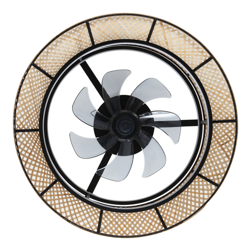 Cressida 23.75" Light Brown and Black Bamboo LED Ceiling Fan with Remote