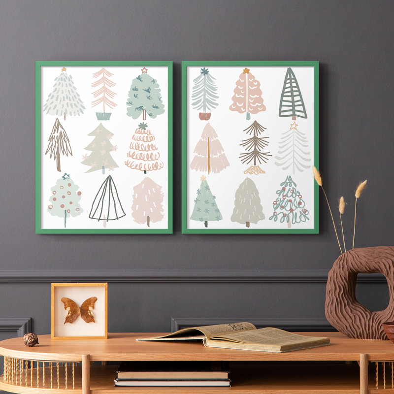 Carnet de croquis de Noël I - impression encadrée de qualité supérieure - prête à être accrochée - aucun clou requis, Gris