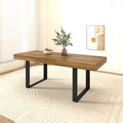 Rectangle Extendable Dining Table 6-10 Person Aged Wood Black 160-200 Cm