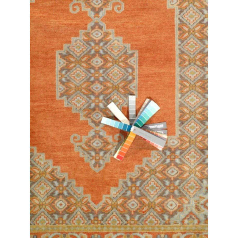 Tapis oriental rouille / gris en laine et coton noué à la main 9 pi 9 po x 8 pi Oriental