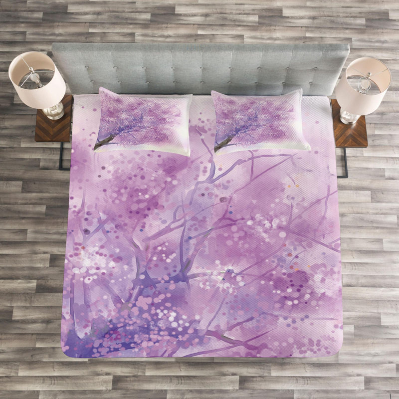 Flower Traditional Polyester Coverlet, Queen Coverlet + 2 Shams