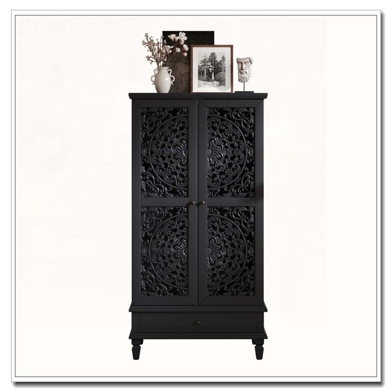 Armoire de rangement de 55 po de hauteur avec tiroir, Noir