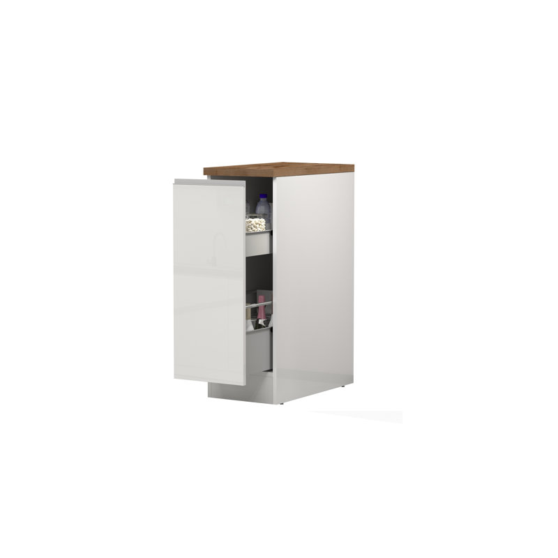 Pameal Kitchen Pantry, Oak Wood/White