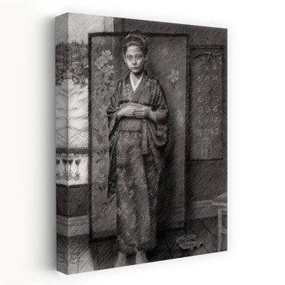 Thoughtful Boy In Kimono Classic Traditional Vintage Wall Art