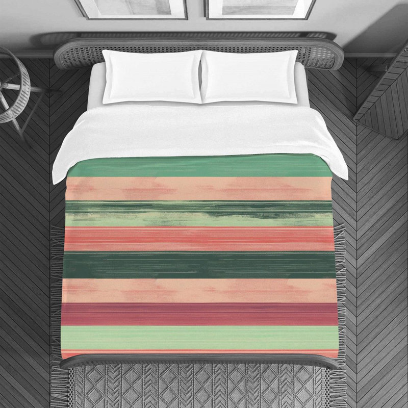 Machine Printed Duvet Cover, King Duvet Cover, Green/Pink