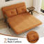 Canapé-lit en velours côtelé de 135 cm de large, canapé-lit convertible 3 en 1 avec coussin de dossier, accoudoirs ronds en bois avec plateau (orange)-1834571286