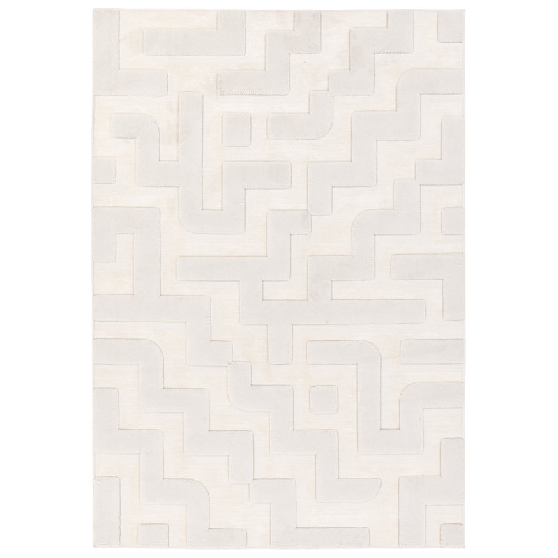 Tapis blanc Ivy Bronx Braen, Rectangle 3 pi 11 po x 5 pi 11 po