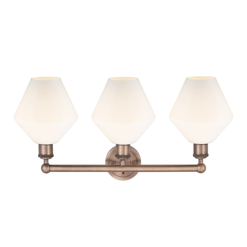 Éclairage pour meuble-lavabo 3 lumières Amylea, Boîtier blanc mat, Cuivre antique