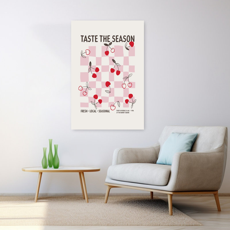 Art mural rétro «Taste The Season Cherries», H 48 po x l 32 po