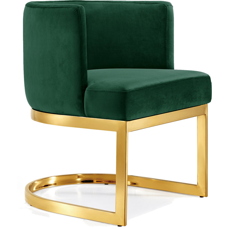 Fauteuil à oreilles Gianna Barnier, Velours vert, Doré