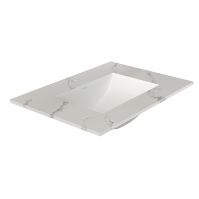 Lavabo rectangulaire encastré en acrylique de 79 cm (31 po) avec trop-plein