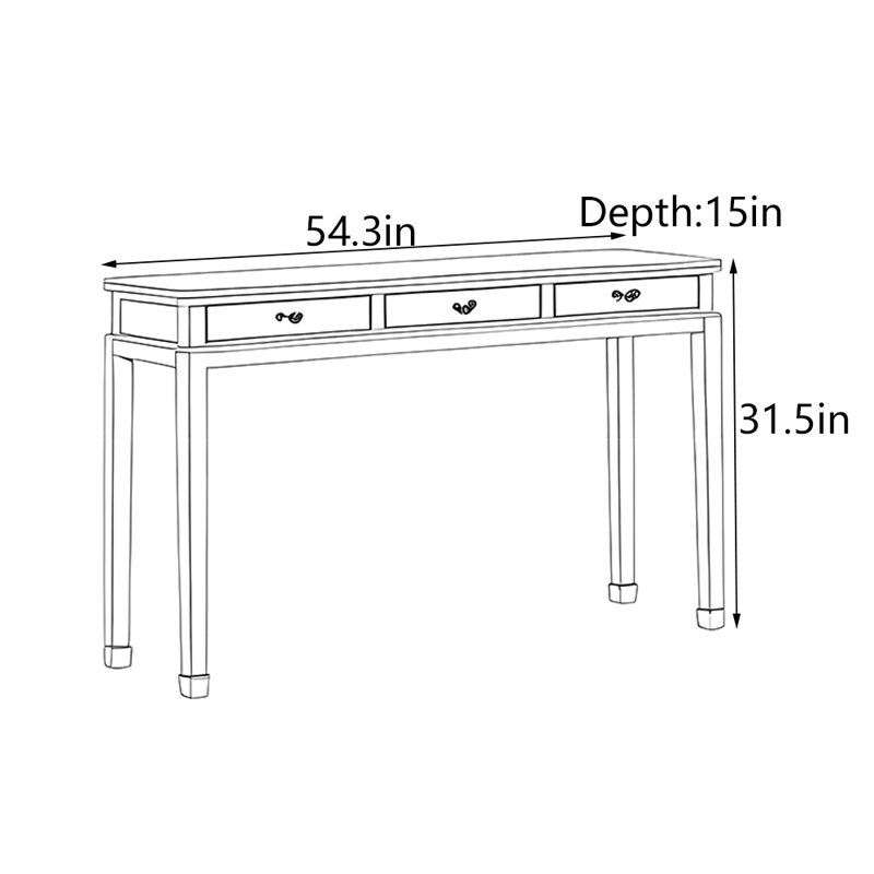 Retro Solid Pterocarpus Console Table, 31.5" H x 54.3" W x 15" D