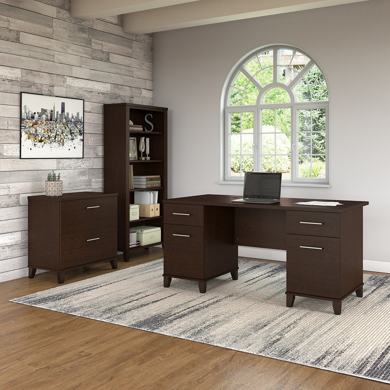 Ensemble de bureau d'ordinateur 3 pièces Magomed, Cerise mocha