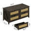 Table basse en rotin et bois, 4 tiroirs avec rangement-193139506-196337138
