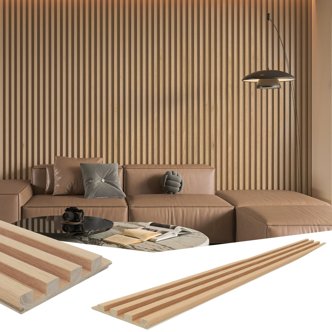 4 PCS 103.94''x5.7'' Slat Solid Wood Wall Paneling for Interior and Ceiling Decoration(16.45 sq.ft./Case) Art3d