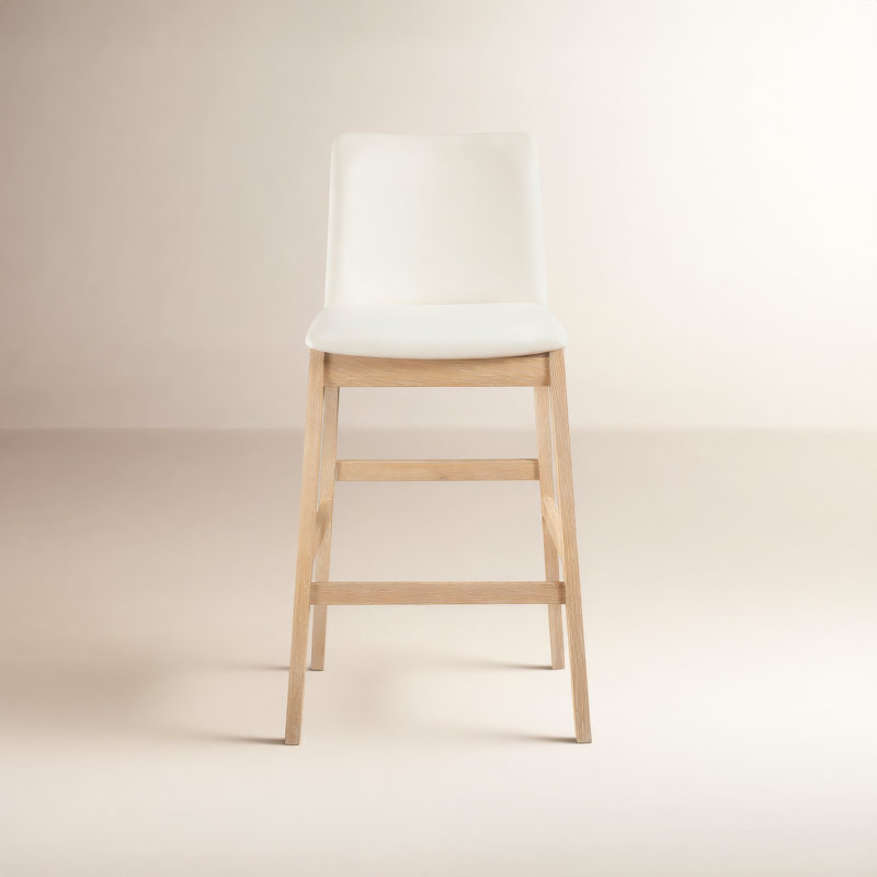 Anrey Counter Stool White PVC, Oak, Bar Stool (30” Seat Height)