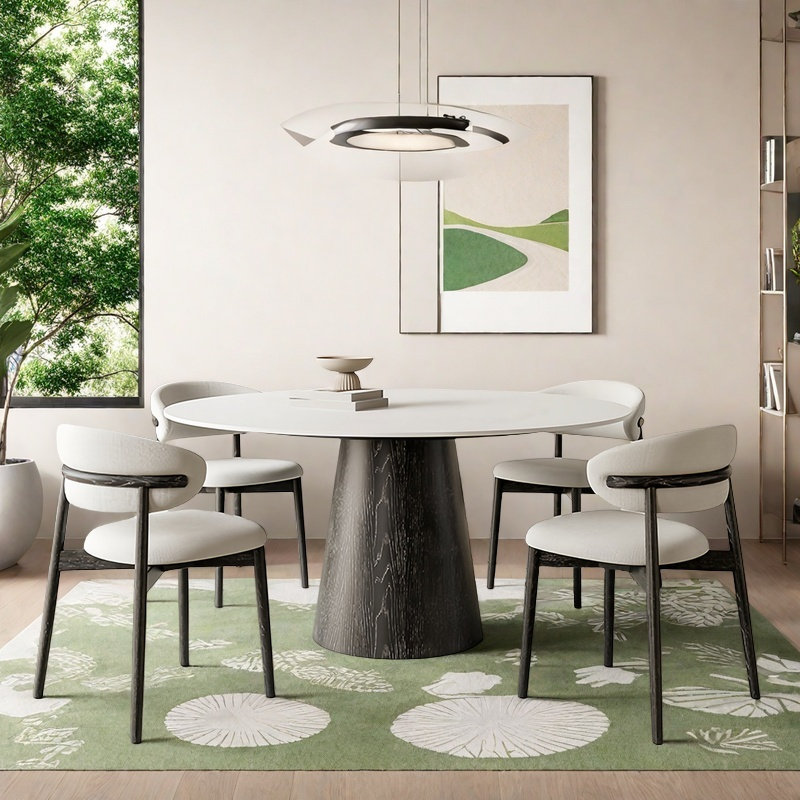 Table et chaise de salle à manger légère et luxueuse, H 29,5 po x L 47,2 po x l 47,2 po, 5