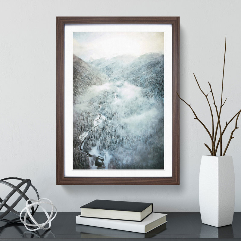 Forest in Winter - Picture Frame Painting Print, 87cm H x 62cm W x 2cm D, Walnut Framed