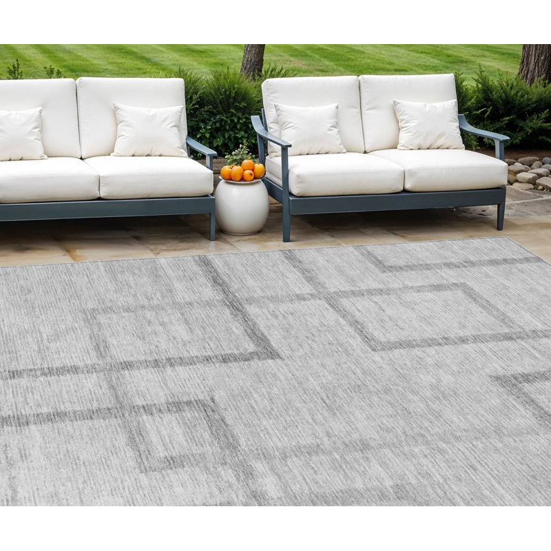 Tapis extérieur lavable gris anthracite et argent 8 pi x 10 pi