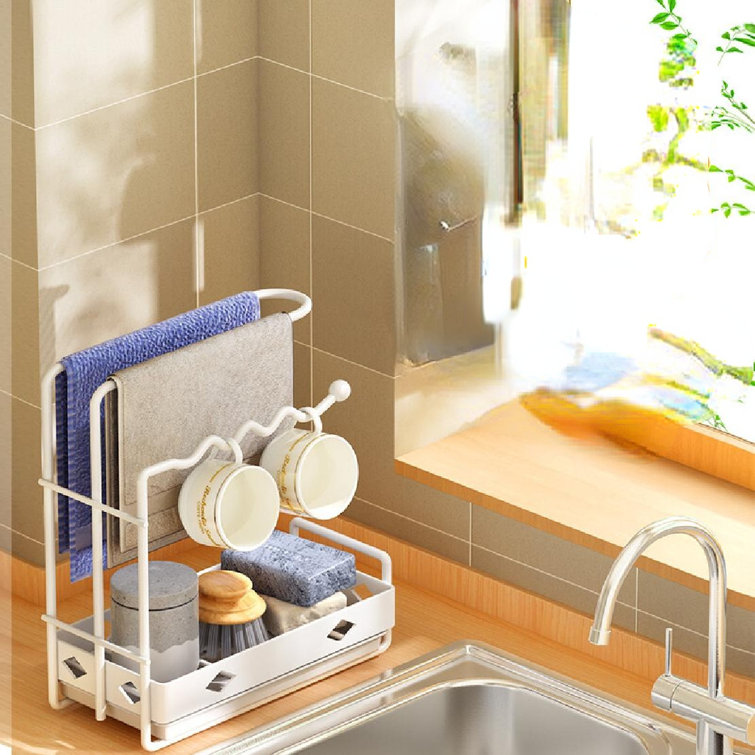 Zulay Kitchen Solid 2-in-1 Stainless Steel Sponge Holder Sink Caddy