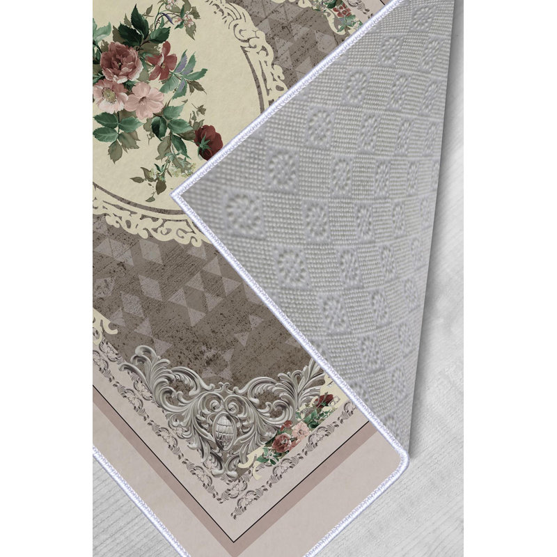 Tapis tissé de qualité supérieure (1,6 x 2,6 pieds), 100% polyester, d'une hauteur de poils de 0,3 po | Pois antibactérien antidérapant en PVC | Lavable à la machine, impression numérique 3D | Idéal pour le salon, la chambre à coucher et le vestibule
